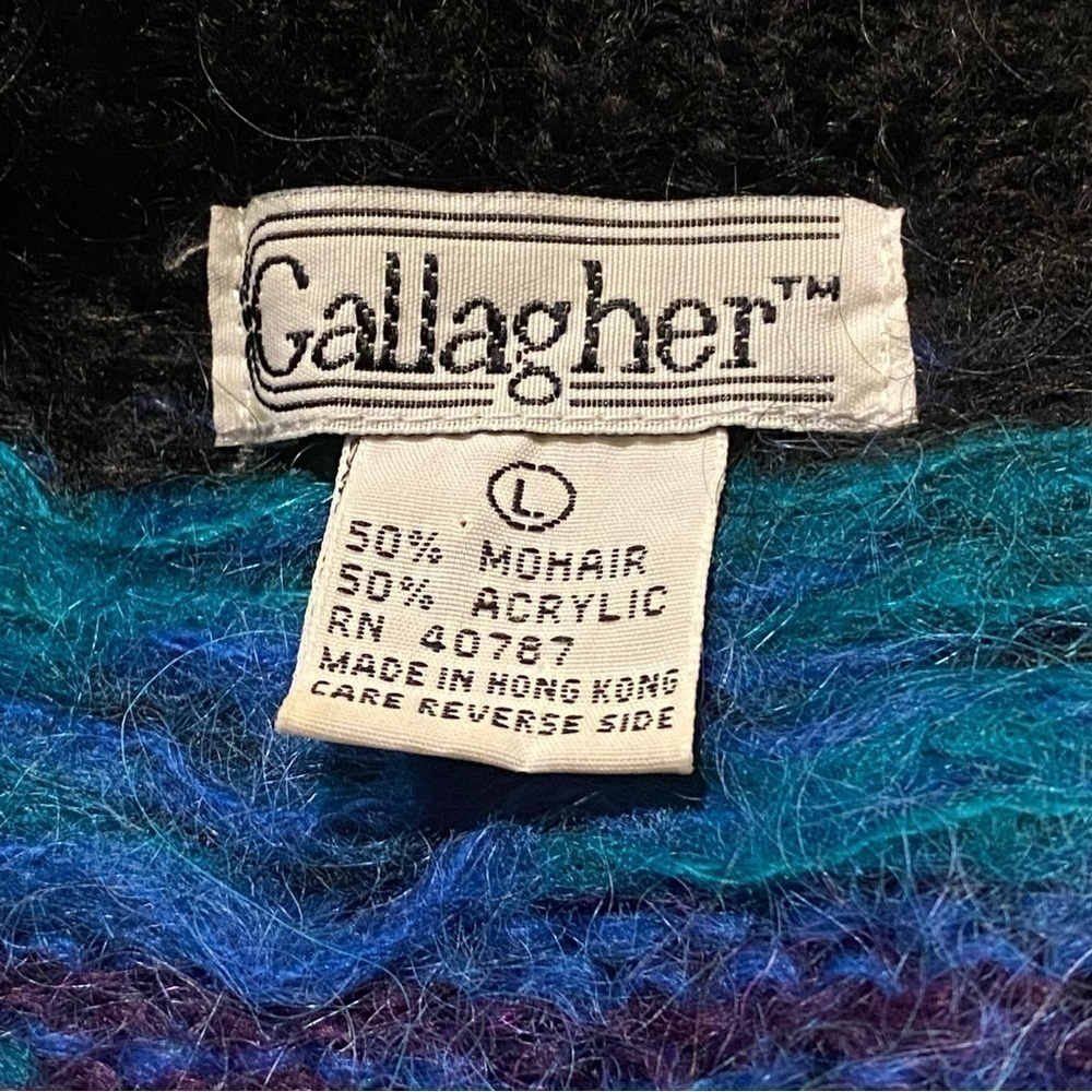 Vintage GALLAGHER Women Mohair Patterned Sweater Size Large - Picture 5 of 6